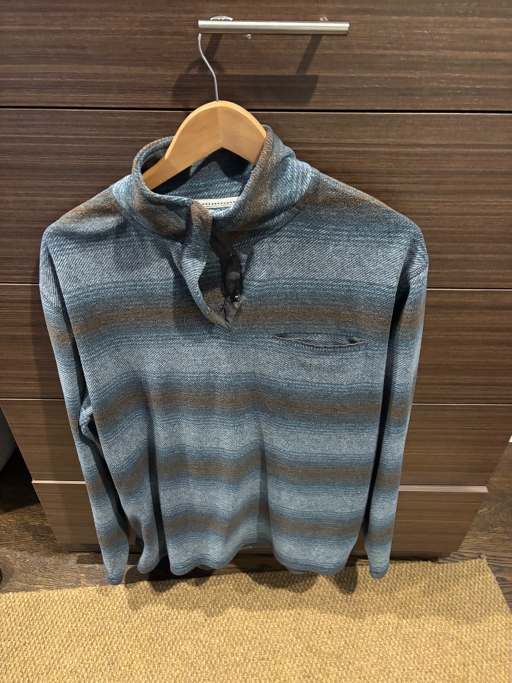 Men's Striped Zip-Up Sweater in Blue and Brown